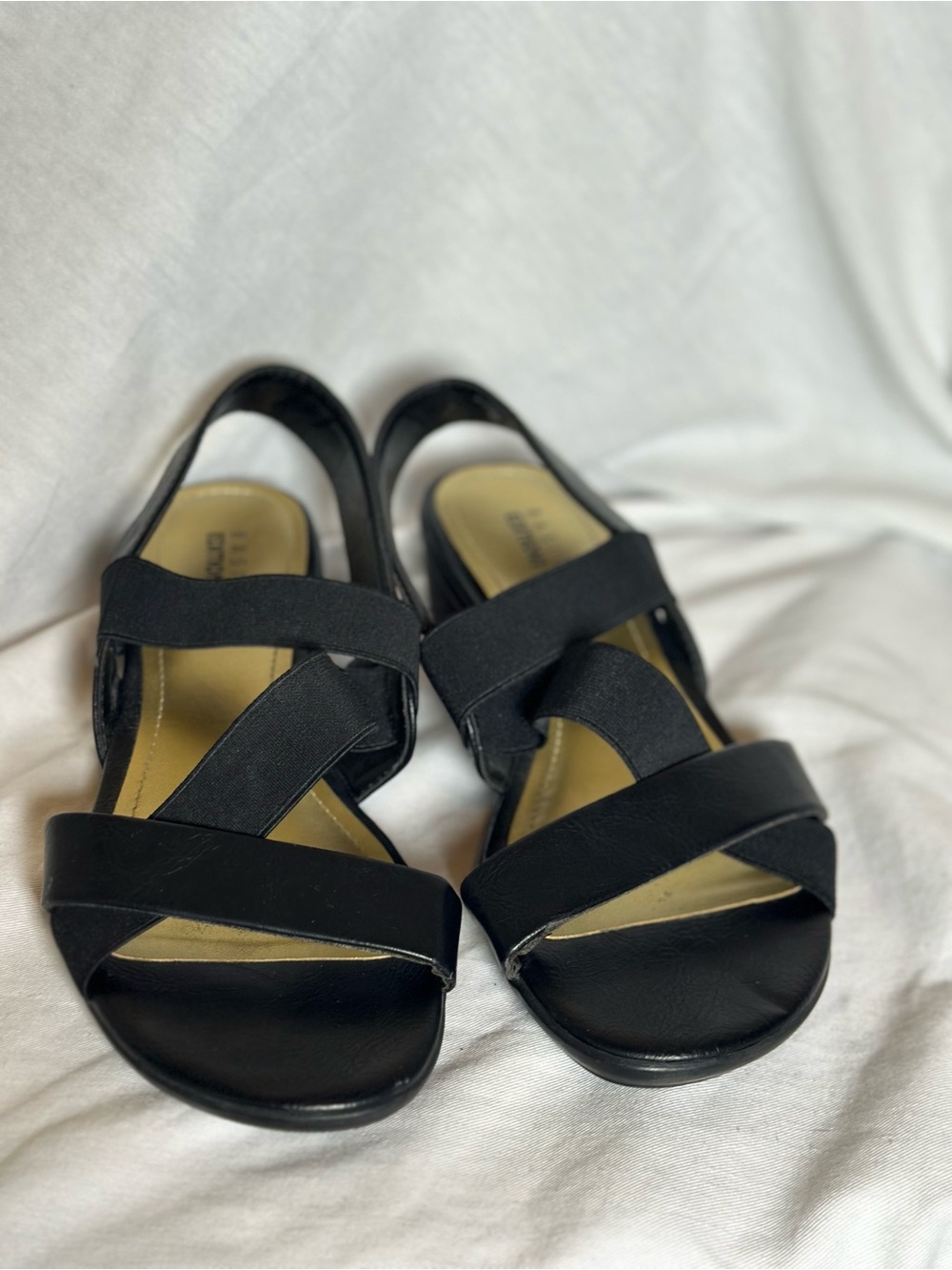 Basic Editions Black Elastic Strappy Sandals